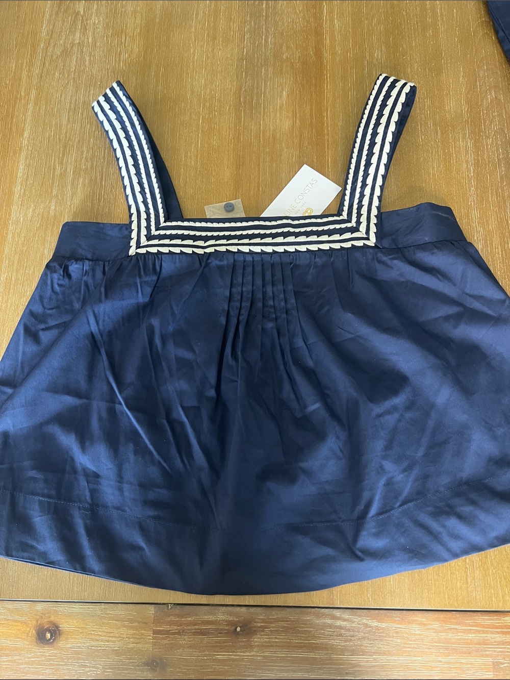 NWT ✧💎 Caroline Constas 💎✧ Navy Braided Trim Shorts Set Size S 💙 - Picture 3 of 5